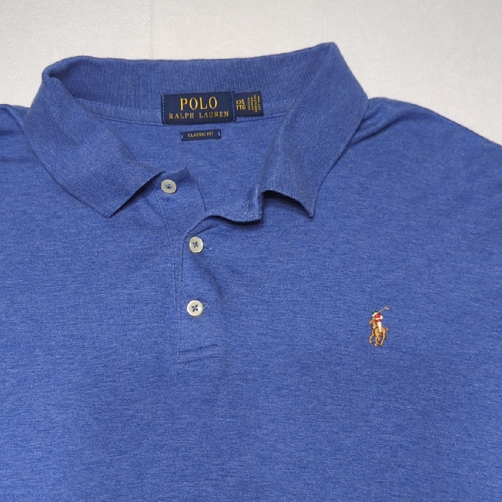 Polo Ralph Lauren‎ Classic Fit Flesh Pony Blue Mens 100% Cotton Polo Shirt XXL